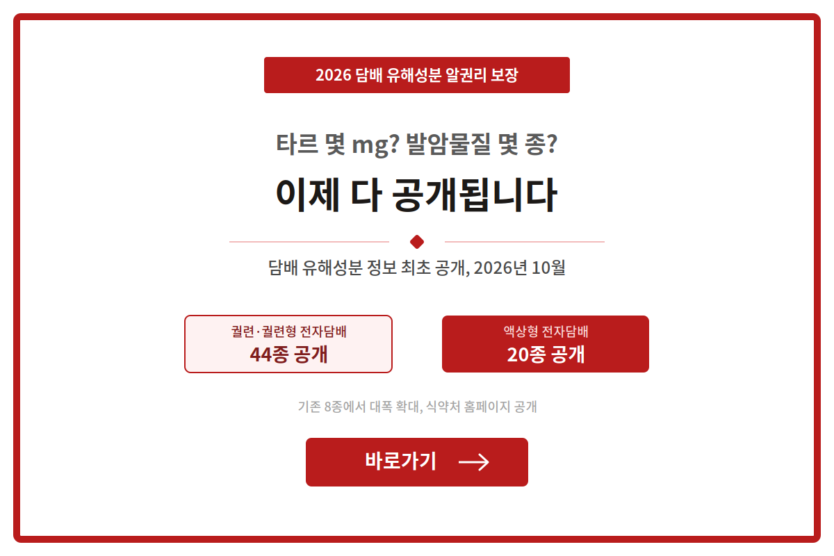 담배 유해성분 이제 다 공개됩니다